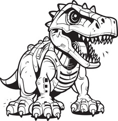 RoboRex Playful Cartoon Dinosaur Robot Symbol DinoBots Dynamic Vector Logo of Robot Dinosaur