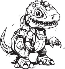 T Rex Tech Dynamic Vector Icon of Robotic Dinosaur CyberSaur Futuristic Robot Dinosaur Logo Design