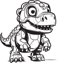 MechSaurus Futuristic Robot Dinosaur Icon Design T Rex Tech Playful Cartoon Dinosaur Robot Emblem