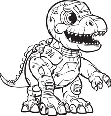 RoboRaptor Animated Robot Dinosaur Vector Icon DinoMech Robotic Dinosaur Emblem Design