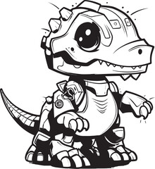DinoBotic Futuristic Robot Dinosaur Logo Design T Rex Tech Playful Cartoon Dinosaur Robot Symbol