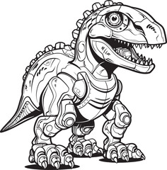 RoboRex Futuristic Robot Dinosaur Icon Design DinoBots Playful Cartoon Dinosaur Robot Emblem