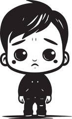 Sorrowful Sam Depressed Little Boy Emblem Weepy Will Tearful Cartoon Boy Symbol