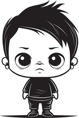 Lachrymose Luke Sobbing Cartoon Boy Emblem Downcast Danny Downtrodden Little Boy Symbol