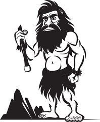 StoneAge Steve Animated Caveman Logo Design Flint Fred Playful Caveman Vector Icon