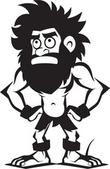 Troglodyte Tim Happy Caveman Vector Icon Bedrock Bill Bold Cartoon Caveman Symbol