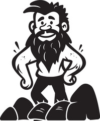 Boulder Buddy Friendly Caveman Logo Design Neolithic Noah Brave Caveman Vector Icon