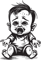 Weeping Will Melancholic Cartoon Boy Emblem Sullen Seth Tearful Little Boy Symbol