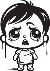 Despondent Danny Depressed Cartoon Boy Emblem Tearful Tyler Distressed Little Boy Symbol