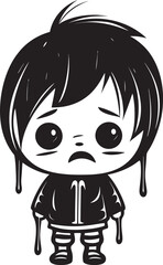 Melancholy Milo Sad Little Boy Vector Icon Tearful Ted Despondent Cartoon Boy Emblem