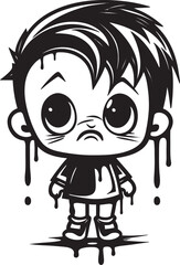 Gloomy Gus Tearful Cartoon Boy Logo Design Melancholy Milo Sad Little Boy Vector Icon