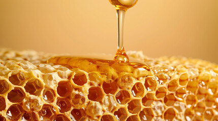 fresh honey in comb - obrazy, fototapety, plakaty