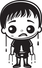 Melancholy Milo Sad Cartoon Boy Vector Icon Tearful Ted Tearful Little Boy Emblem