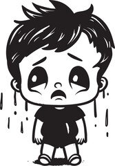 Tearful Tony Upset Little Boy Vector Icon Sobbing Steve Tearful Cartoon Boy Emblem