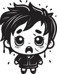 Desolate Danny Depressed Little Boy Logo Tearful Tommy Upset Cartoon Vector