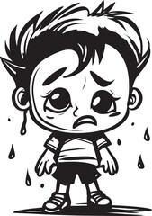 Gloomy Gus Heartfelt Boy Emblem Tearful Timmy Sorrowful Cartoon Symbol