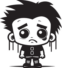 Sobbing Sam Melancholic Little Boy Vector Tearful Tony Distressed Cartoon Icon