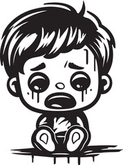 Tear Stained Terry Sorrowful Cartoon Logo Tearful Tony Tearful Little Boy Vector