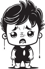 Tearful Tony Tearful Little Boy Vector Sorrowful Sam Distressed Cartoon Icon