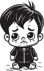 Obraz na płótnie Canvas Despondent Drew Sad Cartoon Boy Emblem Tearful Ted Tearful Little Boy Symbol