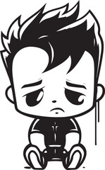 Sorrowful Seth Tearful Little Boy Symbol Tearful Todd Emotional Cartoon Boy Logo