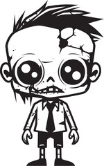 Ghastly Grin Creepy Zombie Cartoon Logo Design Macabre Munch Cute Zombie Vector Icon