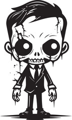 Adorably Undead Cute Creepy Zombie Logo Design Ghastly Grin Cartoon Zombie Vector Icon