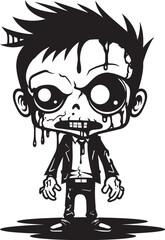 Creepy Cuteness Cartoon Zombie Logo Ghastly Grin Cute Zombie Vector Icon