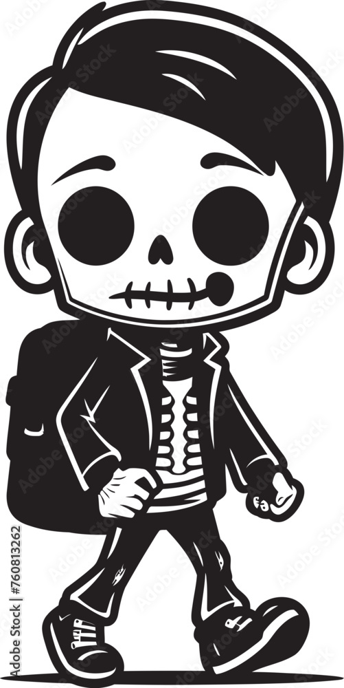 Wall mural Adorably Macabre Zombie Logo Design Zany Zombification Cute Zombie Vector Icon