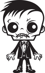 Adorable Afterlife Cute Zombie Vector Icon Sinister Smiles Creepy Cartoon Emblem