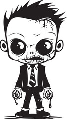 Macabre Merriment Cartoon Zombie Logo Creepy Cuteness Cute Zombie Vector Icon