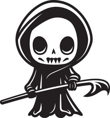 Cherubic Conductor Lovely Grim Reaper Vector Icon Lovable Lurker Adorable Little Reaper Emblem