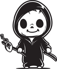Petite Punisher Mischievous Reaper Symbol Playful Putridity Cartoon Grim Ripper Logo