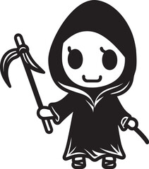 Darling Doombringer Lovely Grim Reaper Vector Icon Petite Phantom Adorable Little Reaper Emblem
