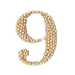 Obraz premium Symbol made of golden volleyballs. number 9