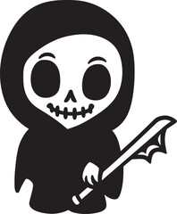 Zany Zombies Sweet Grim Ripper Logo Design Creepy Cuteness Cute Reaper Vector Icon