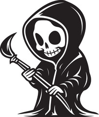 Creepy Charisma Cute Reaper Vector Icon Lovable Lurker Mischievous Grim Emblem