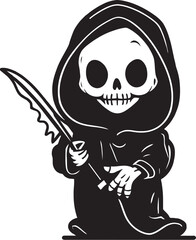 Darling Darkness Cartoon Grim Ripper Logo Whimsical Wraith Lovely Grim Vector Icon