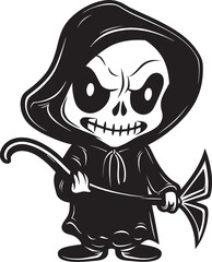 Whimsical Wraith Lovely Grim Vector Icon Angelic Assassin Adorable Little Reaper Emblem