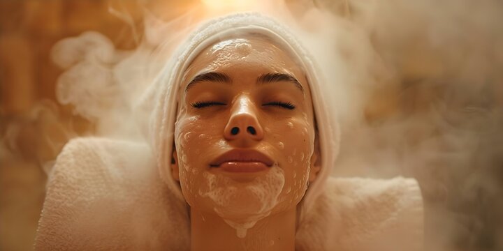 Benefits of Steaming Facial Treatment for Improved Skin Care Product Absorption and Rejuvenation. Concept Improved Skin Care Absorption, Rejuvenated Skin, Deep Cleansing, Enhanced Circulation