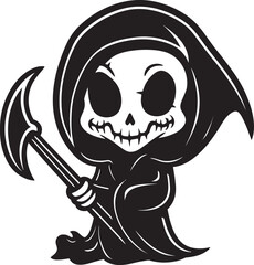 Adorable Afterlife Cartoon Grim Ripper Vector Icon Darling Doom Adorable Little Reaper Emblem