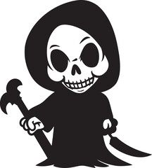 Angelic Avenger Sweet Grim Reaper Vector Icon Darling Doombringer Cute Grim Ripper Emblem