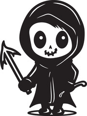Cuddly Conductor Lovely Grim Reaper Vector Icon Petite Perisher Cute Grim Ripper Emblem