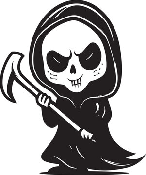 Bitty Bane Delightful Grim Reaper Vector Icon Cherubic Conductor Charming Grim Ripper Emblem