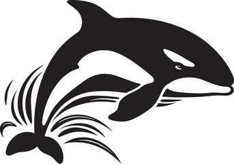 Darling Dolphin Defender Cute Orca Vector Icon Playful Pod Adorable Orca Emblem