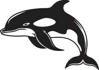 Playful Pod Cute Orca Vector Icon Petite Poseidon Adorable Orca Emblem