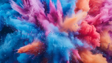 Sports and adrenaline themed colored powder explosion in dynamic and energetic tones - obrazy, fototapety, plakaty