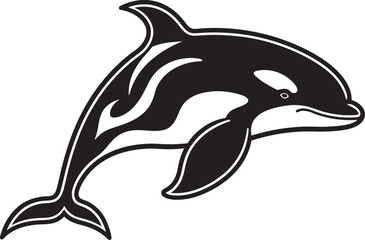 Sweet Sea Sentinel Cute Orca Vector Icon Darling Dolphin Defender Adorable Orca Emblem