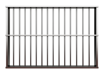 Prison Jail Stainless Bars Isolated on Transparent Background
