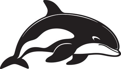 Naklejka premium Darling Dolphin Defender Cartoon Whale Logo Playful Pod Cute Orca Vector Icon